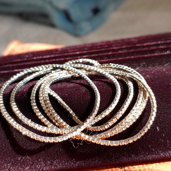 Stretch Rhinestone Crystal Bangles - Picture 2 of 3